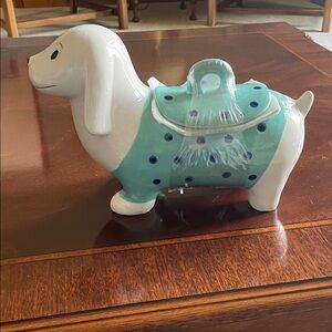 Ceramic dachshund cookie jar made by Hazel & co
